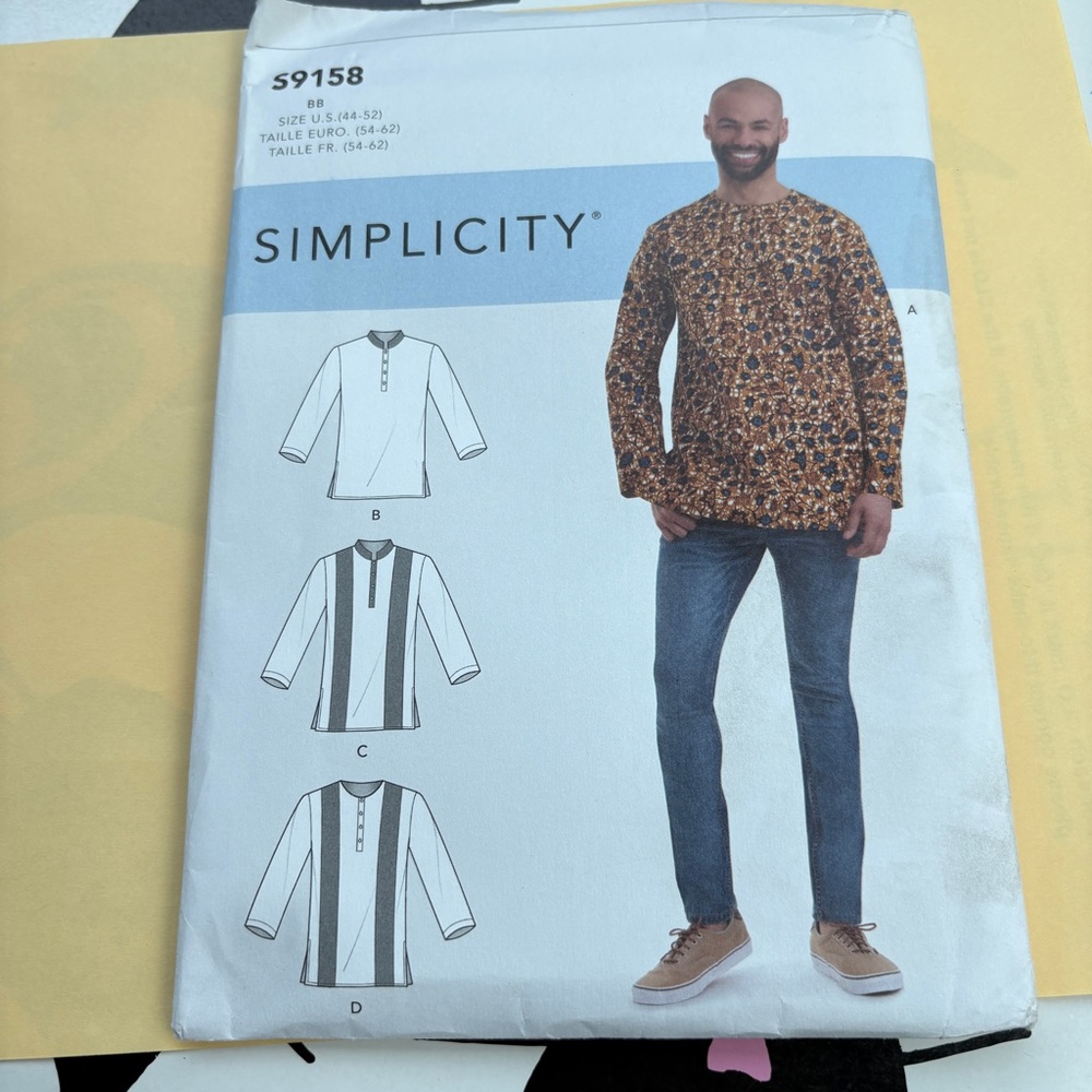 Simplicity Pattern S9158 BB for Men’s Shirts
